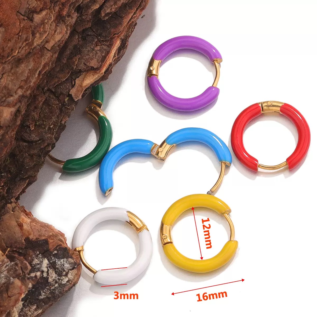 Colorful enamel drop - glazed earrings