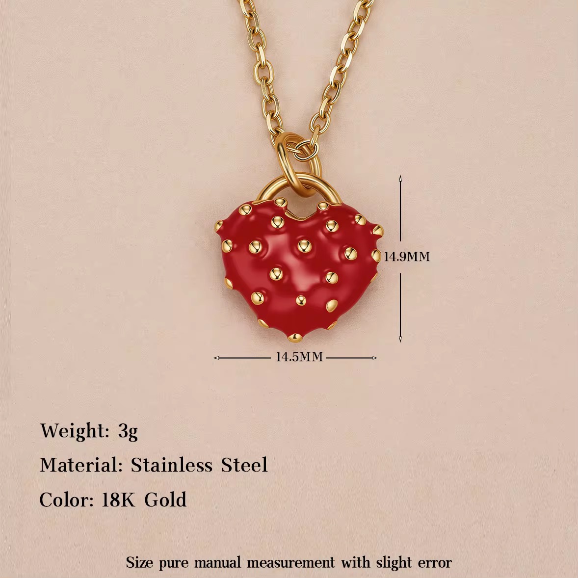 Enamel heart-shaped pendant, 18K gold-plated stainless steel pendant in the shapes of bear, alien and donut, DIY necklaces and accessories for both women and men.