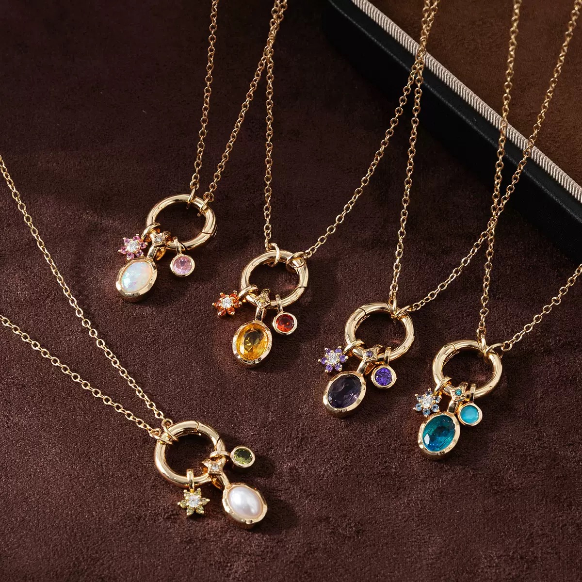 Customized Colorful 12 Birthstone Pendants DIY