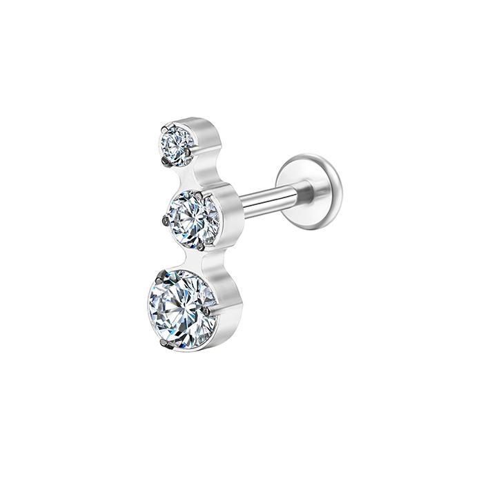 Titanium alloy F136 ear studs, helix ear studs, lip studs. Exquisitely carved and inlaid with cubic zirconias. Anti-allergic body piercing jewelry.