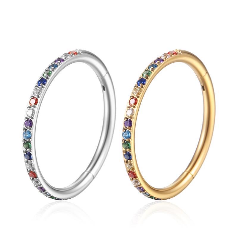 European and American bestseller - 316L stainless steel trapezoidal nose ring with knurling on the bottom, a closed ring made of titanium steel, a piercing ornament.