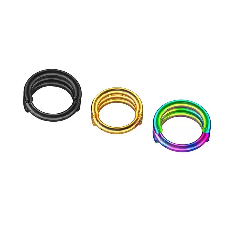 Simple ear hoops with a stacked design. 316L stainless steel interface rings that can be used as nose rings or earrings. Stylish round ear hoops and earrings.