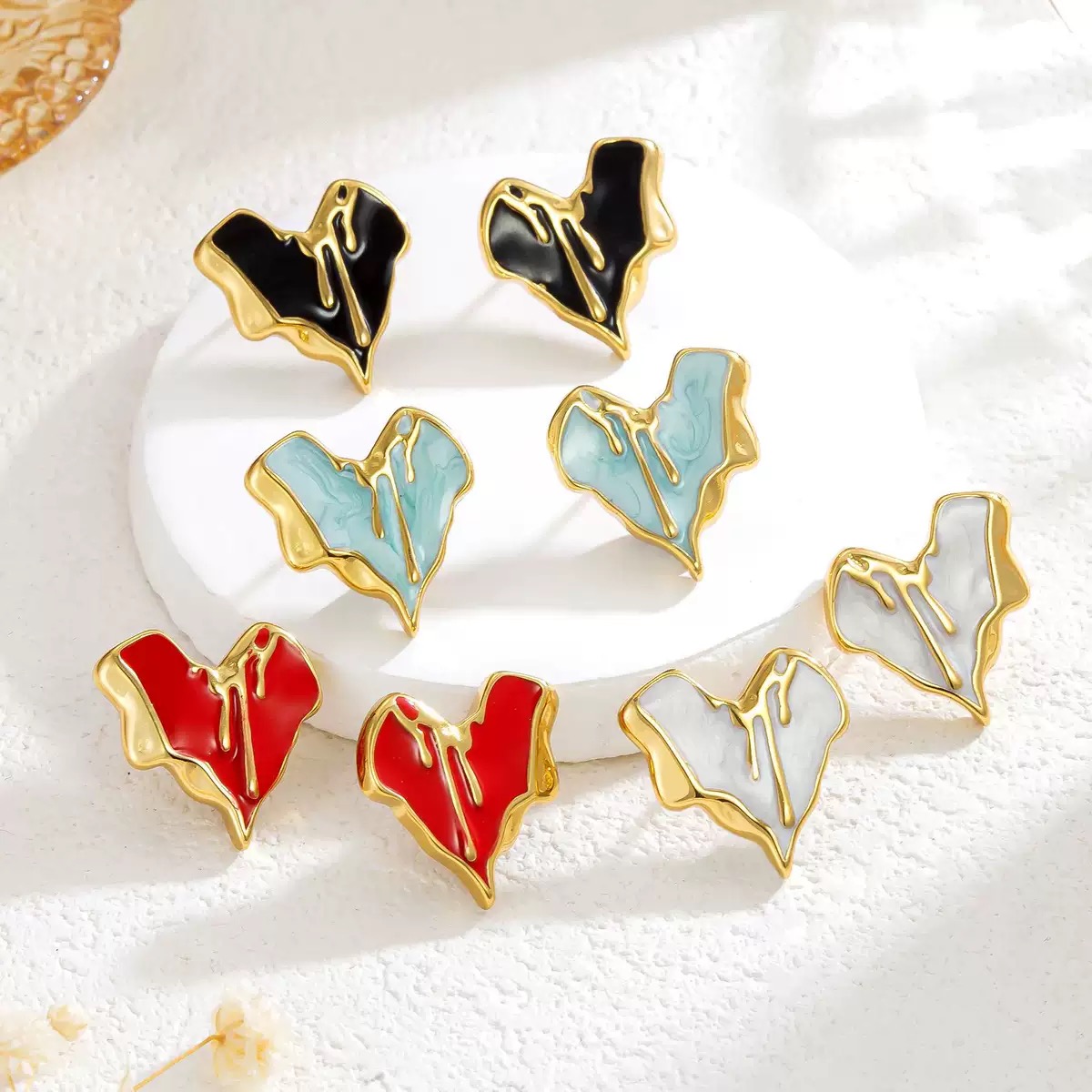 New style Irregular Heart - shaped Epoxy Stud Earrings