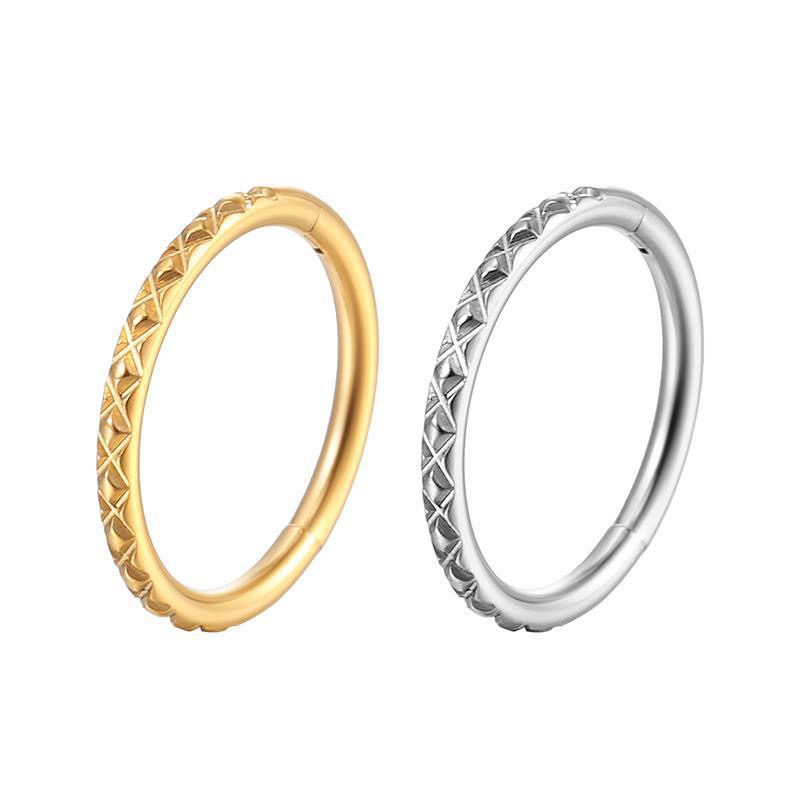 High-grade nose rings made of 316L stainless steel with two layers of diamond inlay, titanium steel nose rings with cubic zirconia and nose studs produced by CNC factories, all are piercing ornaments.