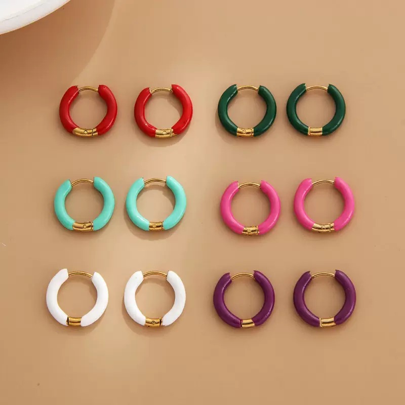 Colorful enamel drop - glazed earrings