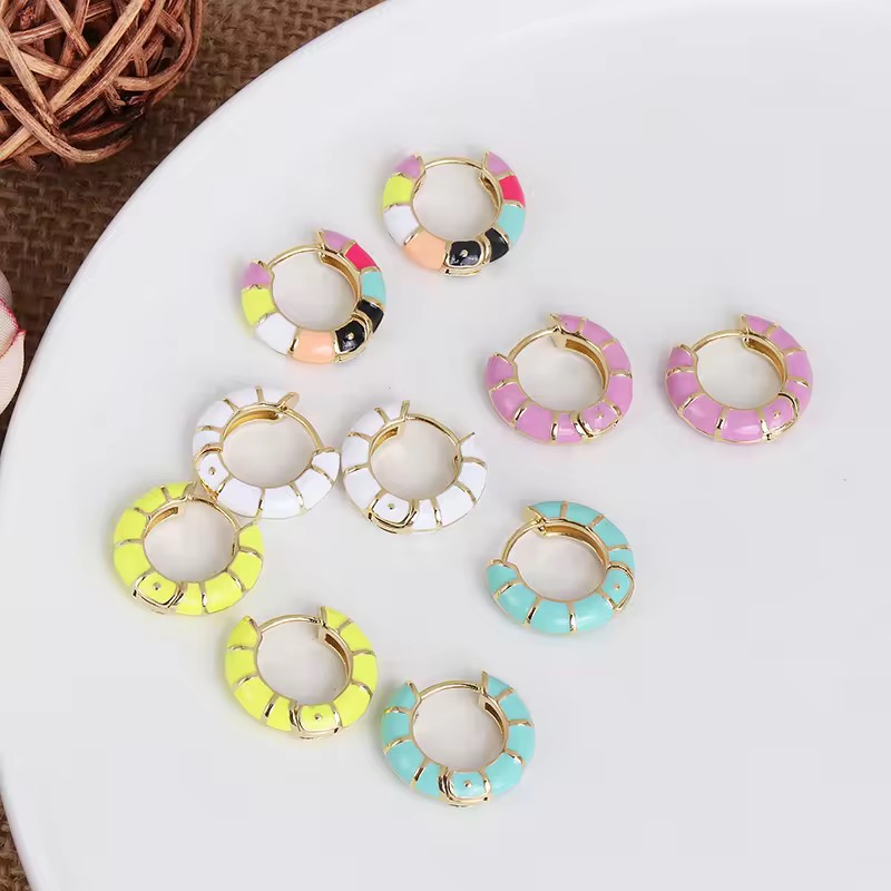 Colorful enamel drop - glazed earrings