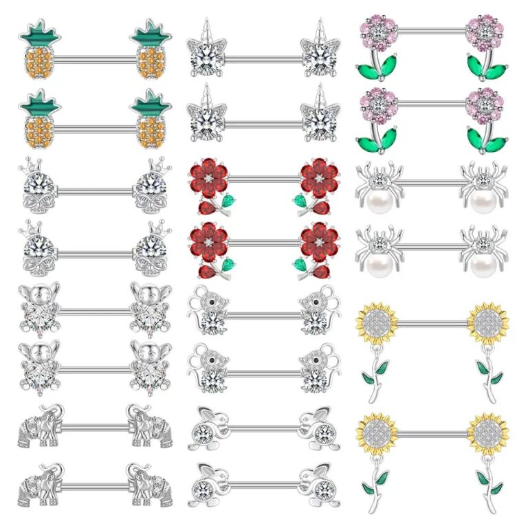 New stainless steel zirconium nipple rings and nipple studs piercing accessories