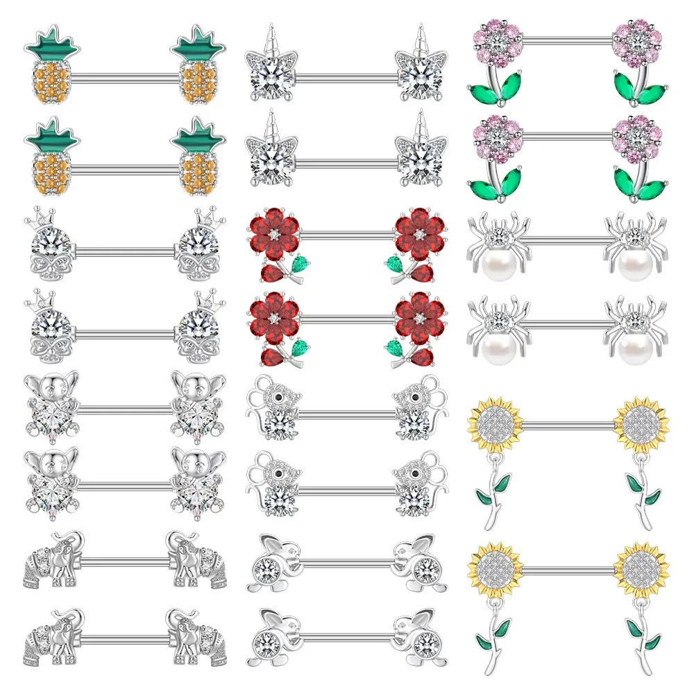 New stainless steel zirconium nipple rings and nipple studs piercing accessories