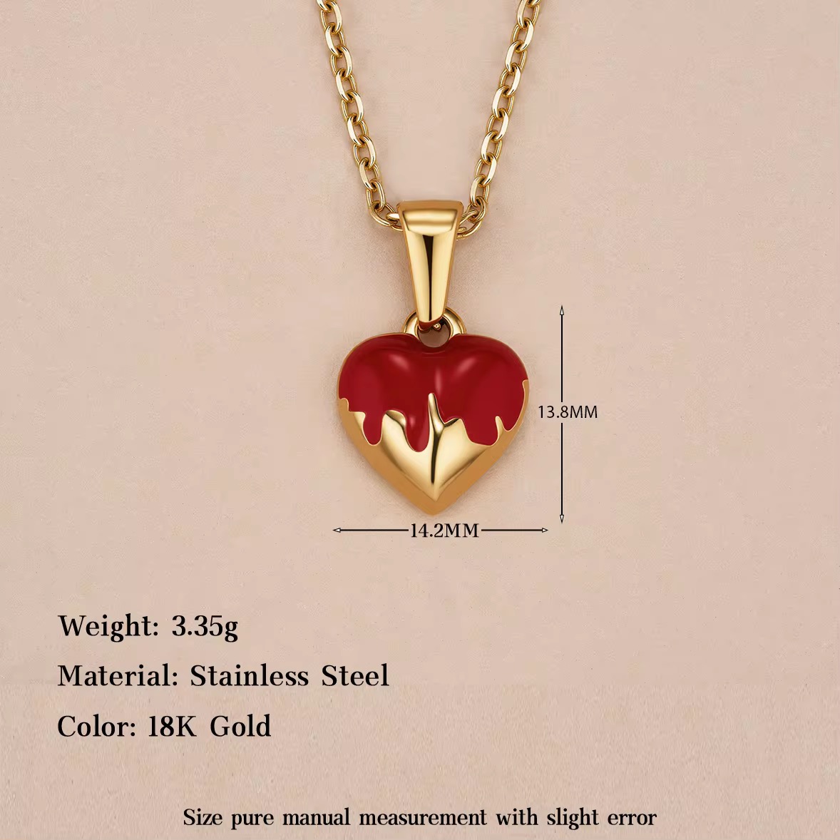 Enamel heart-shaped pendant, 18K gold-plated stainless steel pendant in the shapes of bear, alien and donut, DIY necklaces and accessories for both women and men.