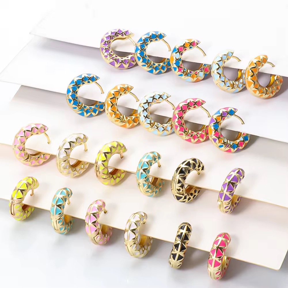 Colorful enamel drop - glazed earrings