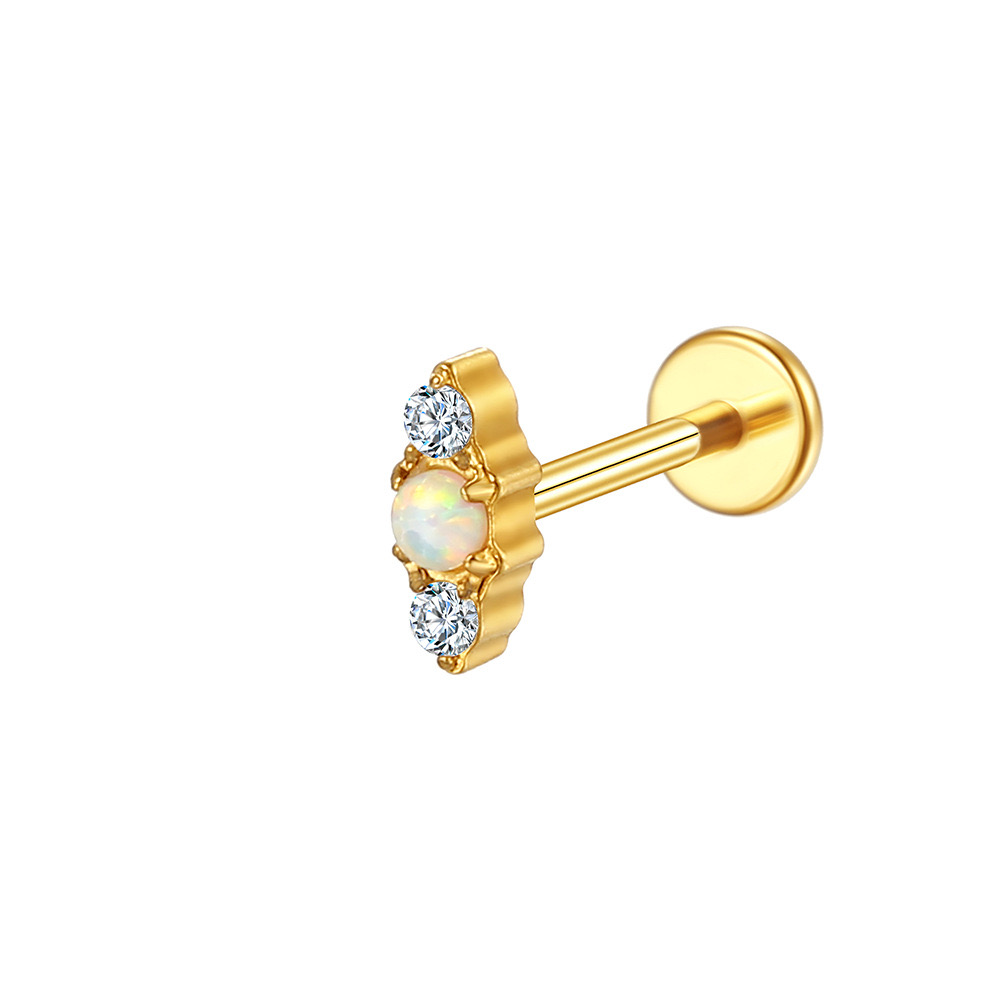 Titanium alloy F136 ear studs, helix ear studs, lip studs. Exquisitely carved and inlaid with cubic zirconias. Anti-allergic body piercing jewelry.