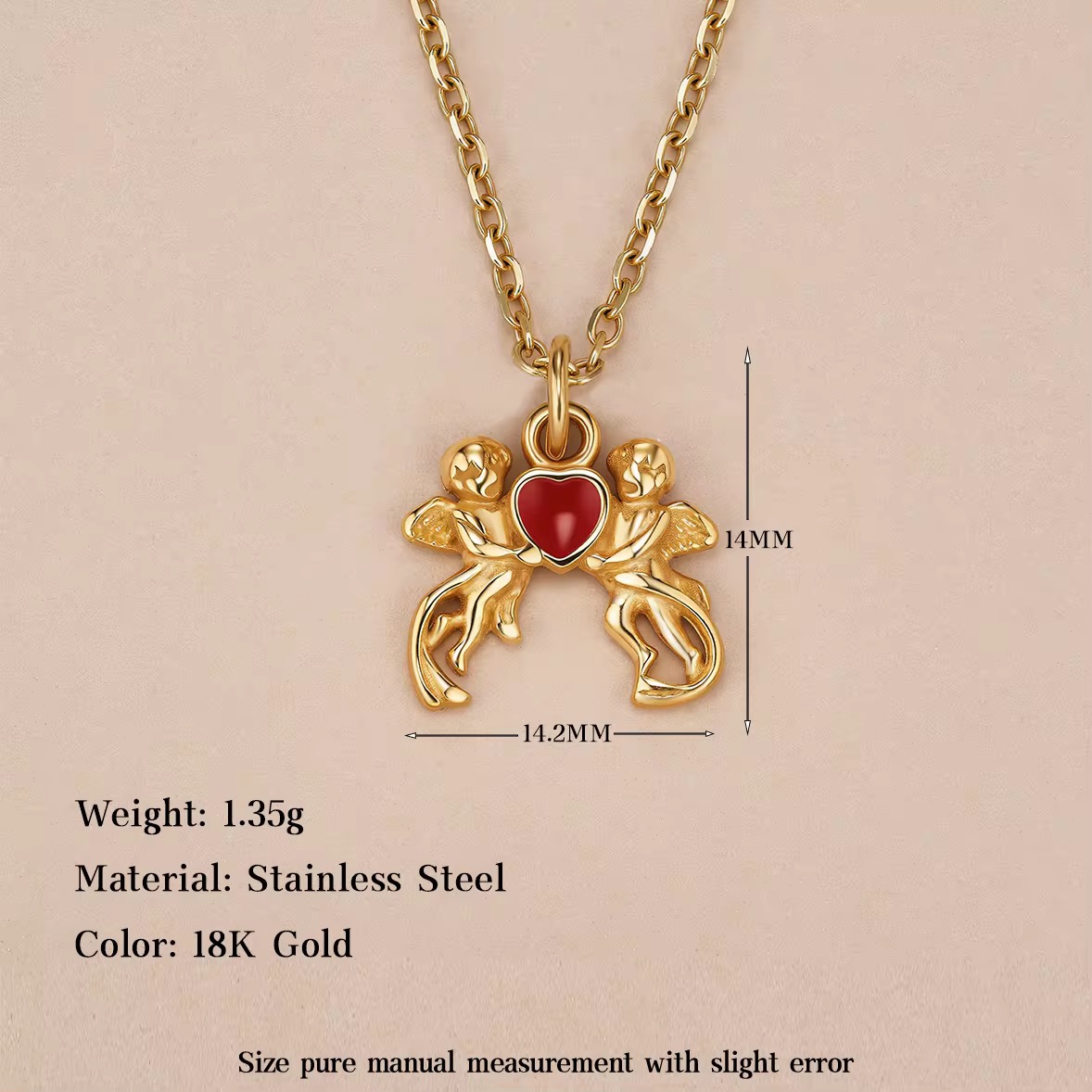 Enamel heart-shaped pendant, 18K gold-plated stainless steel pendant in the shapes of bear, alien and donut, DIY necklaces and accessories for both women and men.