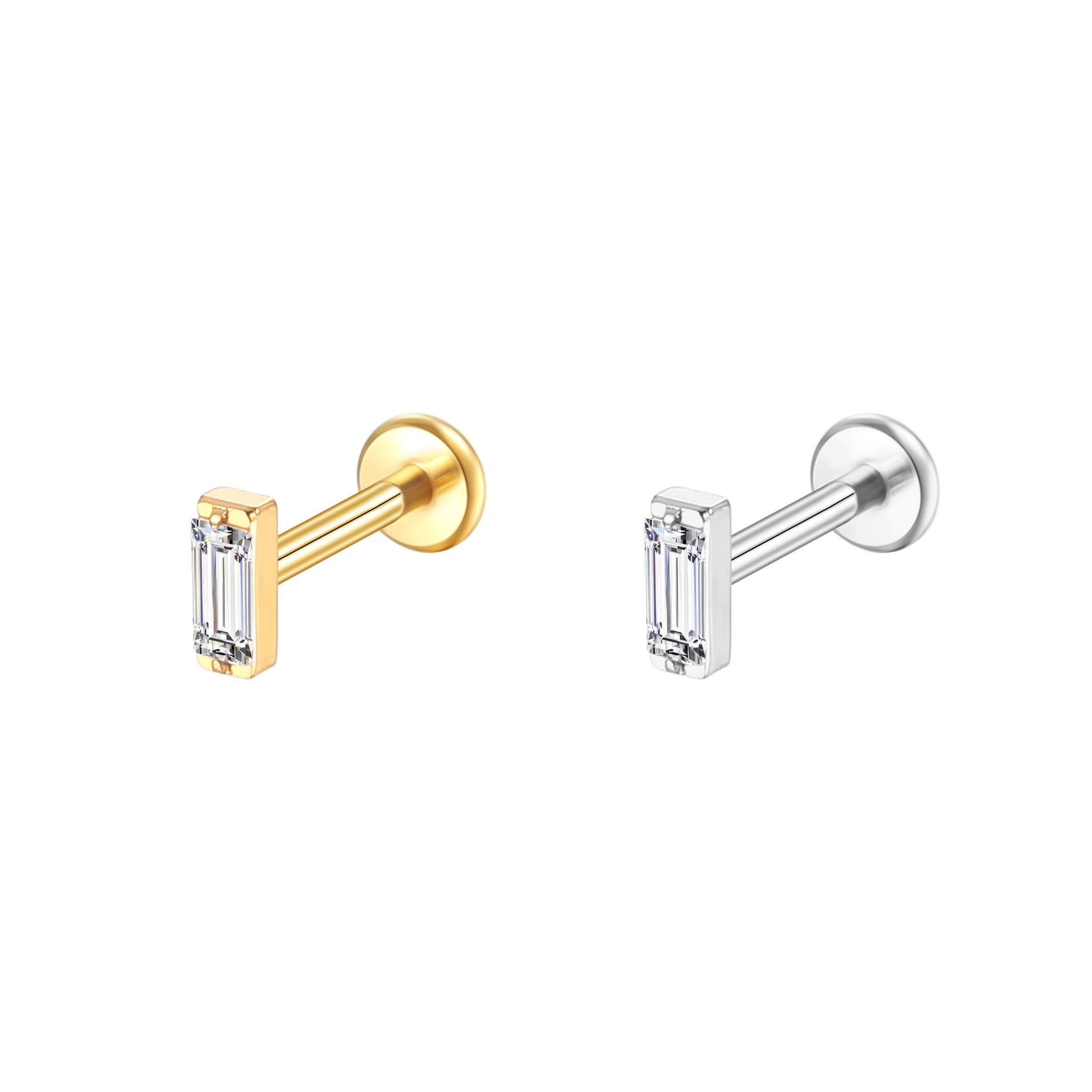 Titanium alloy F136 ear studs, helix ear studs, lip studs. Exquisitely carved and inlaid with cubic zirconias. Anti-allergic body piercing jewelry.