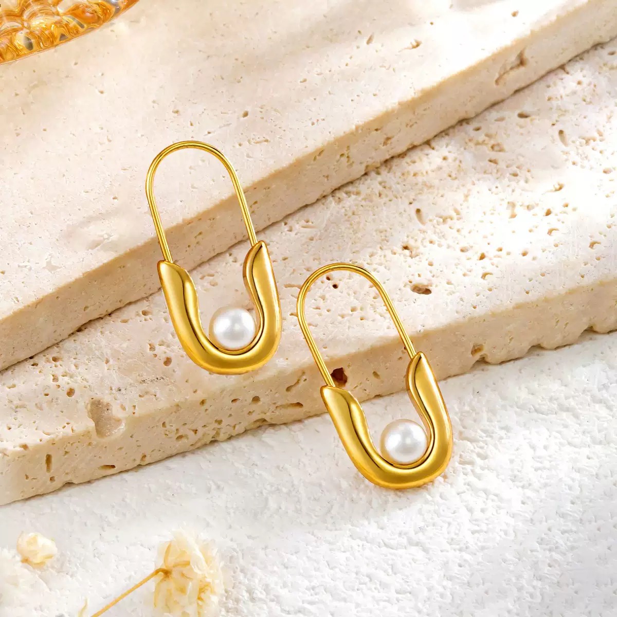Paperclip-shaped Safety Pin Stainless Steel Stud Earrings