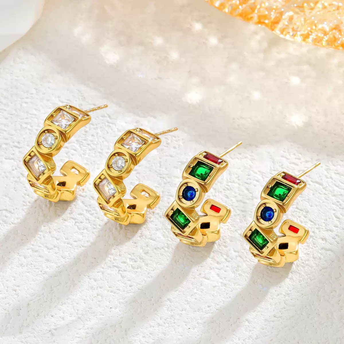 C-shaped stainless steel earrings with