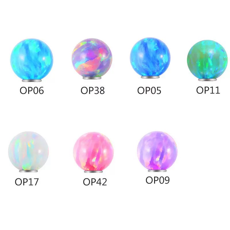 Implant-Grade G23 Titanium Tongue Piercing – Opal Ball Internally Threaded Barbell Jewelry